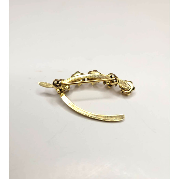 Vintage Gold Toned And Pearl Arched Brooch - Picture 4 of 8